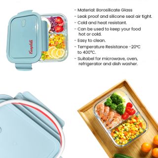 High Borosilicate Glass Lunch 2 Compartment - 1040ml 07