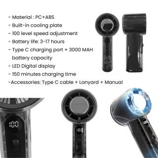 ICEFLOW Turbo Handheld Mini Fan - 3000mAh 10