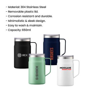 LOCK Stainless Steel Mug with Cover - 650ml 09