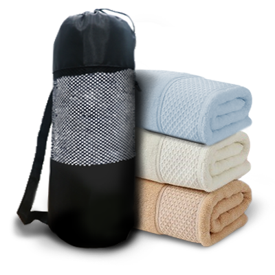 LUFY Full Cotton Bath Towel with Drawstring Pouch (1400x700) - 380g 07