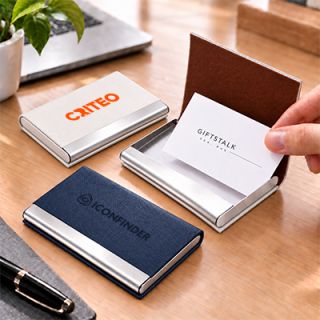Magnetic Faux Leather Name Card Holder