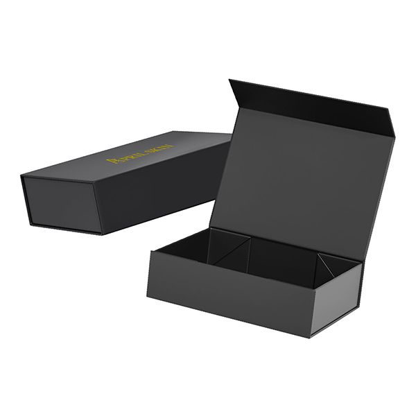 Black magnetic lid gift box with shredded paper filler