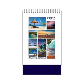 Majestic Beaches lll Wire-O Desk Calendar 2027 01