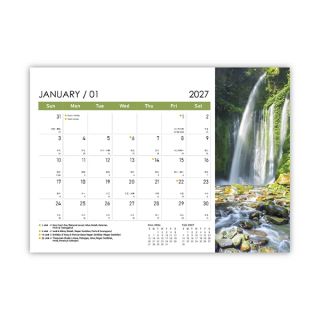 Majestic Waterfall ll Wire-O Desk Calendar 2027 03