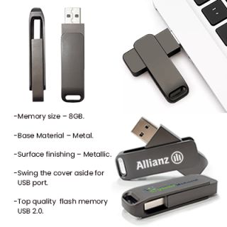 Metal Swing Black USB Flash Drive - 8GB 08