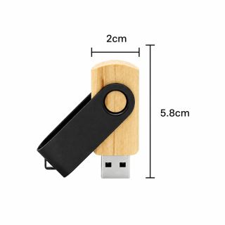 Metal Swivel Black Wooden USB Flash Drive - 8GB 07