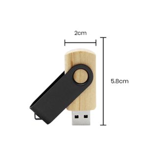 Metal Swivel Black Wooden USB Flash Drive - 16GB 07