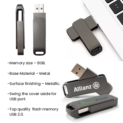 Metal Swing Black USB Flash Drive - 8GB 09