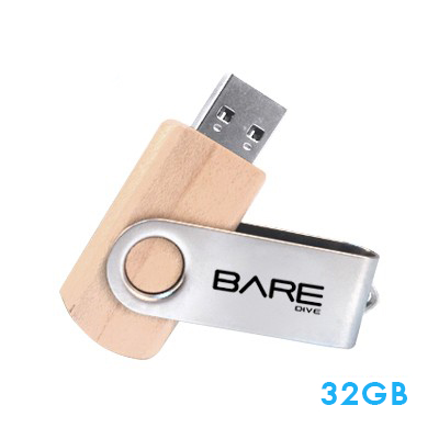 Metal Swivel Wooden USB Flash Drive - 32GB 01