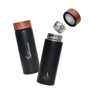 MINI Premium Thermos Flask with Wood Lid - 350ml