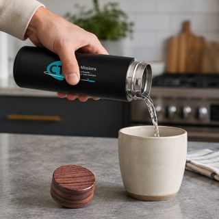 MINI Premium Thermos Flask with Wood Lid - 350ml