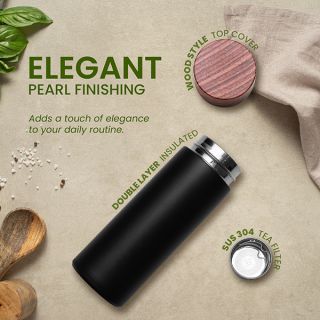 MINI Premium Thermos Flask with Wood Lid - 350ml 04