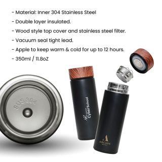 MINI Premium Thermos Flask with Wood Lid - 350ml 08