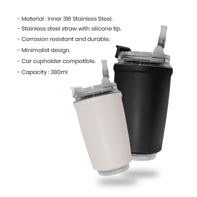 MOFI Stainless Steel Tumbler with Straw – 380ml 09