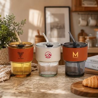 MONTE 2 Premium Color Glass Mug with PU Sleeve- 400ml 02