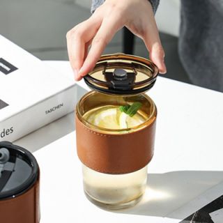 MONTE 2 Premium Color Glass Mug with PU Sleeve- 400ml 07
