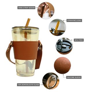 MONTE 3 Premium Color Glass Mug with PU Sleeve - 450ml 08