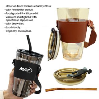 MONTE 3 Premium Color Glass Mug with PU Sleeve - 450ml 12