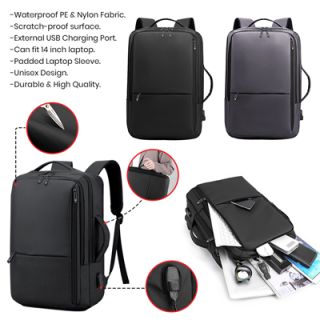 NERO 2 Way Travel Laptop Backpack with USB Port 11