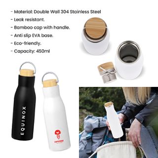 OPPA Double Wall S.Steel with Bamboo Cap Handle - 450ml 08
