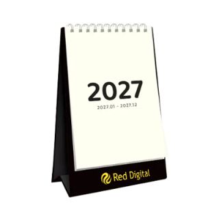 Plan Your Days desk calendar standing closed on its black card stand, cover showing a plain cream cover with no artwork