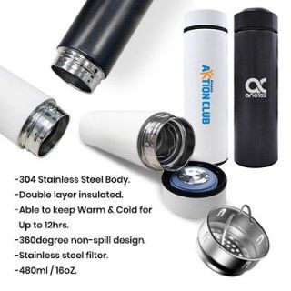 Premium Matt Stainless Steel Vacuum Thermos Flask - 480ml 12
