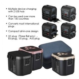 Premium Travel Adapter Dual USB Hub with Smart Charge 2.4A 08
