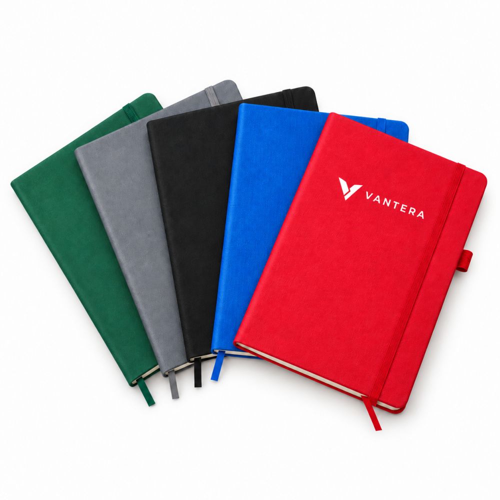 PU Fabric Hard Cover A5 Notebook with Pen Loop