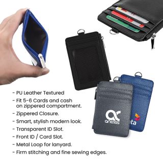 PU ID Holder with Open Zippered Wallet 08