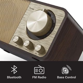 Retro Wooden Bluetooth Speaker with FM Radio - 1800mAh Battery 03