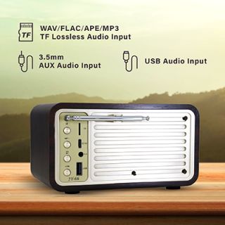 Retro Wooden Bluetooth Speaker with FM Radio - 1800mAh Battery 04