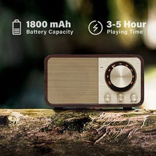 Retro Wooden Bluetooth Speaker with FM Radio - 1800mAh Battery 05