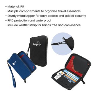 RFID Leather Travel Passport Cards Holder Zippered Strap 10