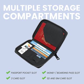 RFID Leather Travel Passport Cards Holder Zippered Strap 05