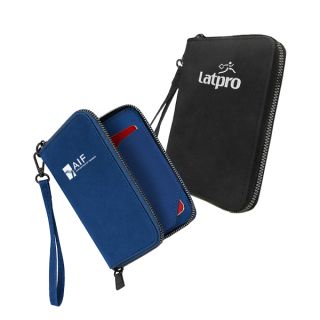 RFID Leather Travel Passport Cards Holder Zippered Strap