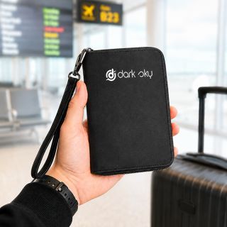 RFID Leather Travel Passport Cards Holder Zippered Strap