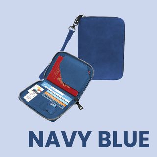 RFID Leather Travel Passport Cards Holder Zippered Strap 08