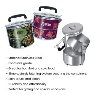Signature 2 Tier Stainless Steel Tiffin Box - 14cm 07