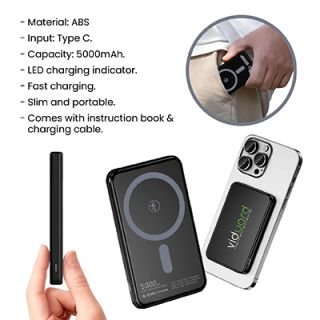 SLIM Magnetic 15W Wireless Power Bank - 5000mAh 12