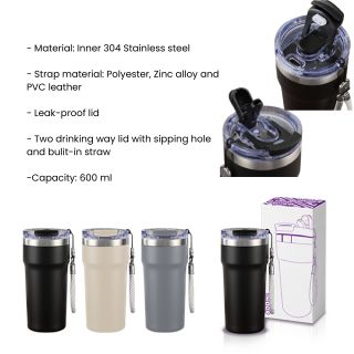 SNAPSIP Stainless Steel Bottle with Strap - 600ml 08