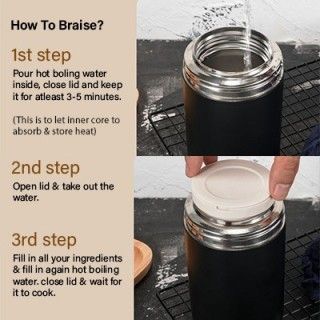 Stainless Steel Braised Thermos with Spoon - 600ml 03