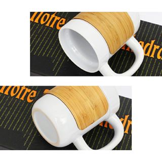 STONEWARE Ceramic Mug with Bamboo Sleeve Lid - 430ml 03