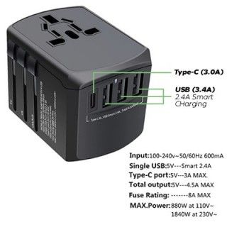 SWIFT Travel Adapter Triple USB and Type-C Charger 11