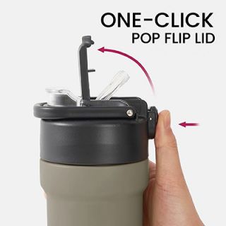 TIGO Stainless Steel Bottle with Straw Carry Handle - 680ml 03