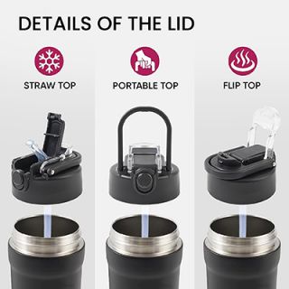 TIGO Stainless Steel Bottle with Straw Carry Handle - 680ml 04
