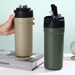 TIGO Stainless Steel Bottle with Straw Carry Handle - 680ml 07