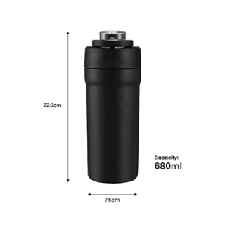 TIGO Stainless Steel Bottle with Straw Carry Handle - 680ml 08