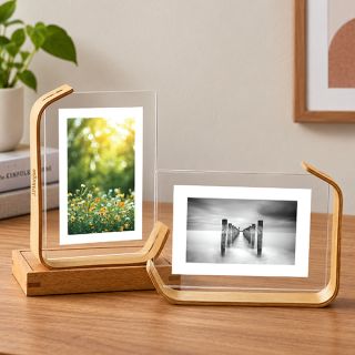 Transparent Acrylic with L-Shape Wood Frame 02