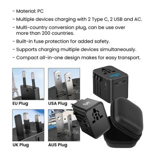 ULTRALINK Travel Adapter 2 USB + 2 Type C Charger 10