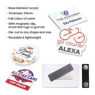 White Acrylic Name Tag with Magnetic Back 11
